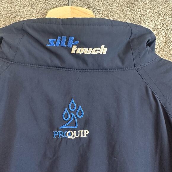 Proquip Navy Blue Golf Rain Jacket Full Zip Men's S Small Silk Touch Teflon - Picture 6 of 14
